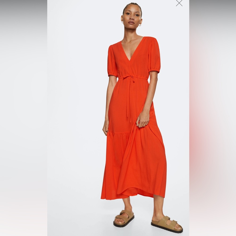 Mango maxi dress with adjustable drawstring